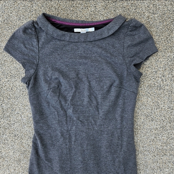 Boden Audrey Ponte Heathered Gray Dress Boatneck Cap Sleeve Sheath Size 4 - Picture 2 of 12